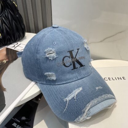 Calvin Kleinf washed distressed denim baseball cap - Image 7