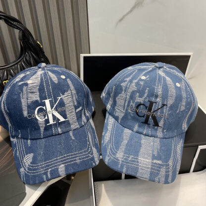 Calvin Kleinf washed distressed denim baseball cap - Image 7