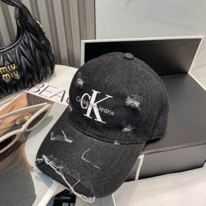Calvin Kleinf washed distressed denim baseball cap - Image 7