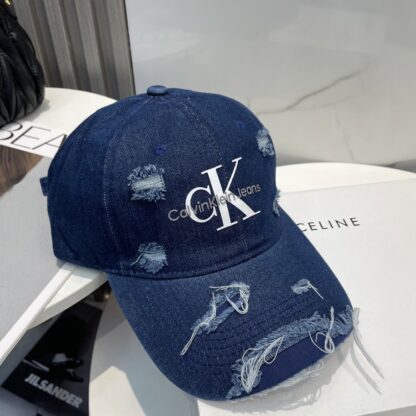 Calvin Kleinf washed distressed denim baseball cap - Image 7