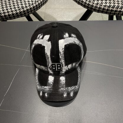 Balenciaga niche graffiti double B denim baseball cap - Image 4