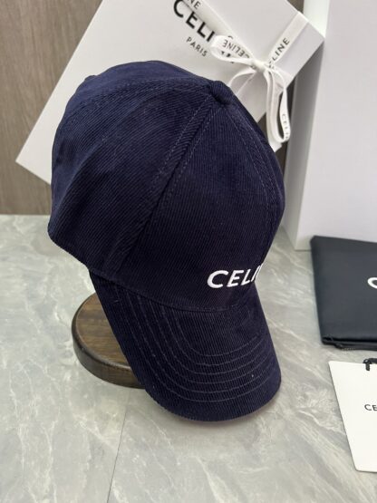 Cotton velvet baseball cap with Celine logo patch - Image 7