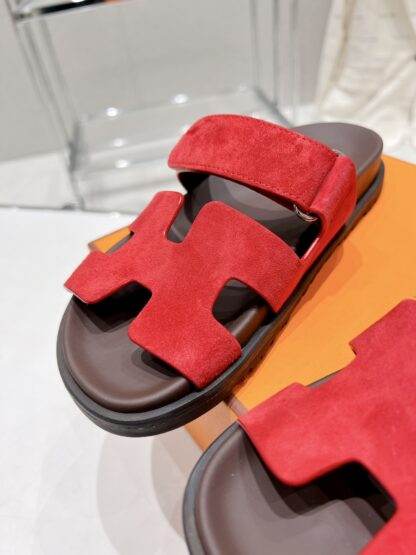 Hermès Spring and Summer New Red Comfort Slippers - Image 7
