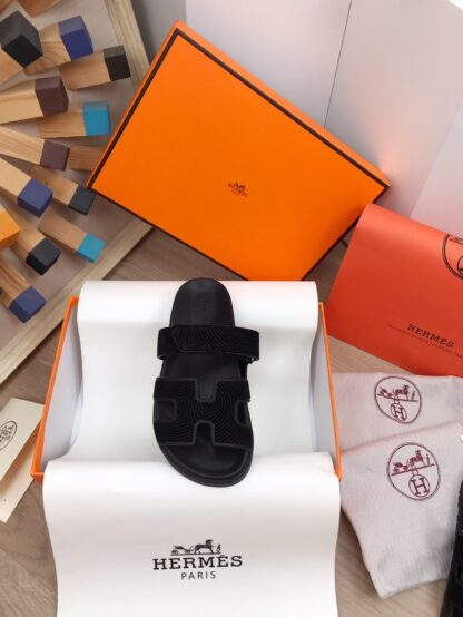 Hermès black spring and summer new leather slippers - Image 7