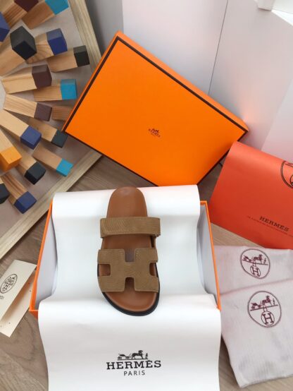 Hermès brown new spring and summer leather slippers - Image 7