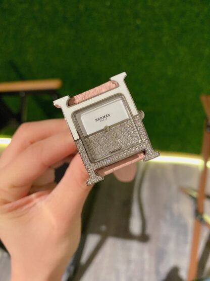 Hermes Square Dial Fine Diamond-Set Quartz Watch - Image 7
