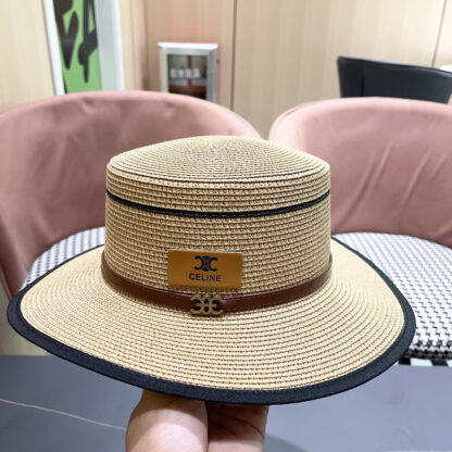 Celine summer flat top sun protection all-match senior straw hat - Image 7