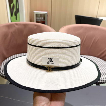 Celine summer flat top sun protection all-match senior straw hat - Image 7