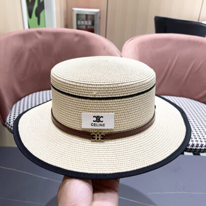 Celine summer flat top sun protection all-match senior straw hat - Image 7