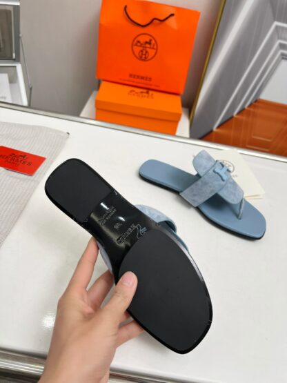 Hermès Spring and Summer Blue Daily Home Travel Holiday Essential Slippers - Image 6