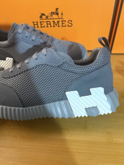 Hermès classic grey couple breathable casual sneakers - Image 7