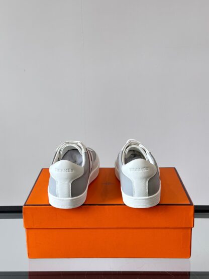 Hermes white and gray high-end men's low-top thick-soled casual sports shoes - Image 7