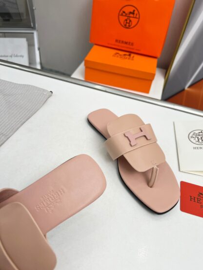 Hermès spring and summer pink apricot daily home travel vacation essential slippers - Image 6