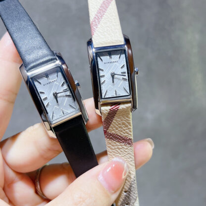 Burberry rectangular dial checked steel strap quartz women's watch - Image 7