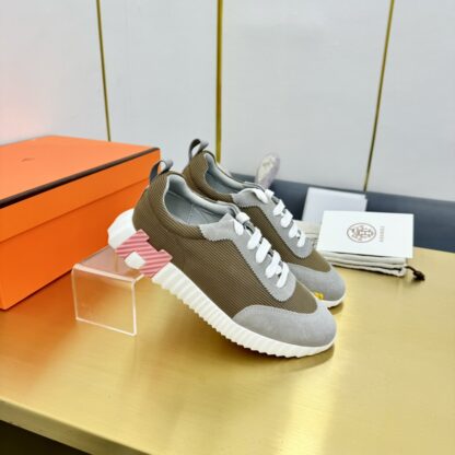 Hermès classic couple style gray-green color matching sports casual shoes - Image 7