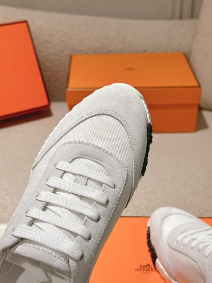 Hermes classic couple style white and gray breathable casual sports shoes thick sole 3cm - Image 7