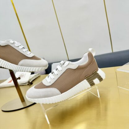 Hermès Spring and Summer Classic Couple Style Gray and Brown Colorblock Sports Casual Shoes - Image 7