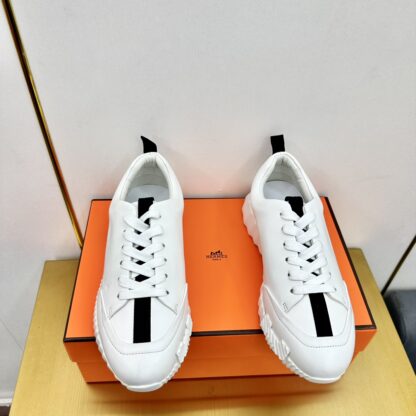 Hermès Spring and Summer Classic Couple's White and Black Sports Shoes - Image 7
