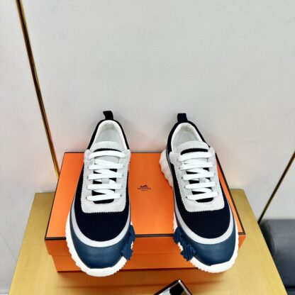 Hermès Spring and Summer Classic Couple Black and Blue Colorblock Sports Casual Shoes - Image 7