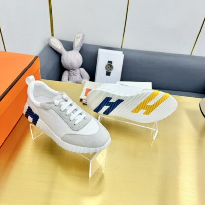 Hermès Spring and Summer Classic Couple Style Grey and Blue Colorblock Sports Casual Shoes - Image 7