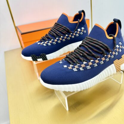 Hermès Spring and Summer Classic Couple Style British Blue and Black Colorblock Sports Casual Shoes - Image 7