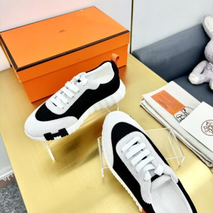 Hermès Spring and Summer Classic Couple Style British Grey and Black Colorblock Sports Casual Shoes - Image 7