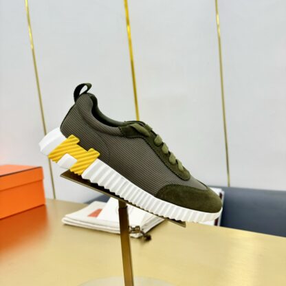 Hermès Spring and Summer Classic Couple Style British Green and Yellow Colorblock Sports Casual Shoes - Image 7