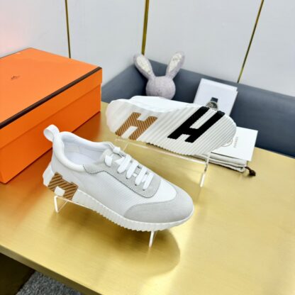 Hermes Spring and Summer Classic Couples British White, Gray and Black Colorblock Sports Casual Shoes - Image 7
