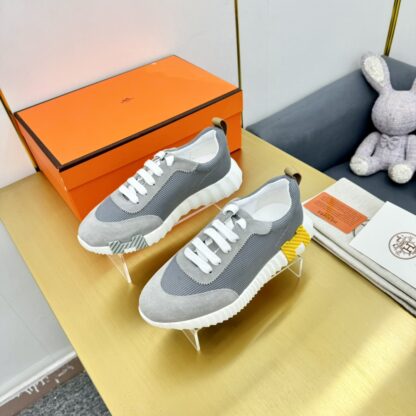Hermès Spring and Summer Classic Couple Style British Gray and Yellow Colorblock Sports Casual Shoes - Image 7