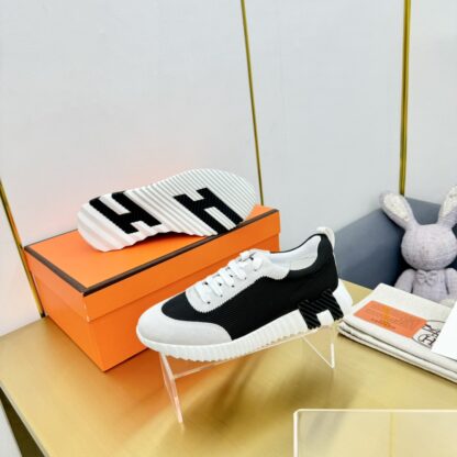 Hermès Spring and Summer Classic Couples British Black and Gray Colorblock Sports Casual Shoes - Image 7