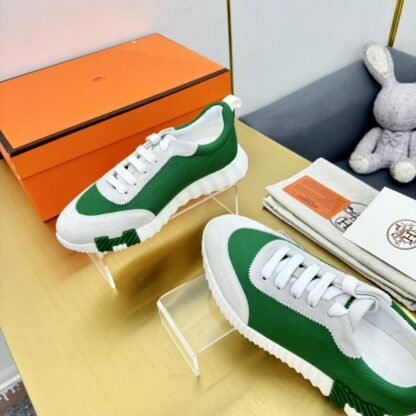 Hermès Spring and Summer Classic Couple Style British Green and Gray Colorblock Sports Casual Shoes - Image 7