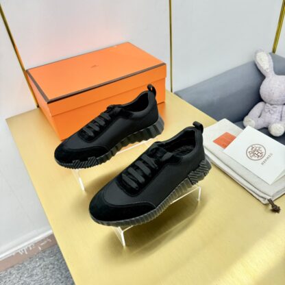 Hermes Spring and Summer Classic Couple British Pure Black Sports Casual Shoes - Image 7