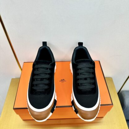 Hermès Spring and Summer Black and Brown Colorblock Couple Classic Sports Casual Shoes - Image 7