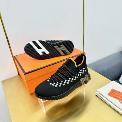 Hermès Spring and Summer Black, Gray and Orange Colorblock Couple Classic Sports Casual Shoes - Image 7