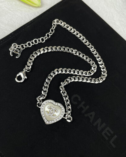 Chanel White Resin Heart Necklace - Image 6