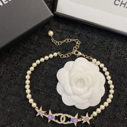 Chanel Colored Gemstone Star Pearl Necklace - Image 7