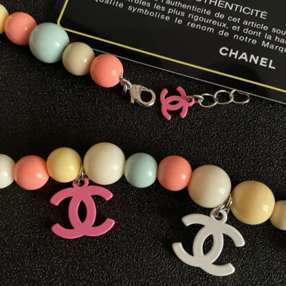 Chanel colorful macaron color multi-pendant ball double C necklace - Image 6