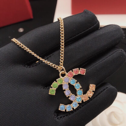 Chanel Colored Diamond Double C Necklace - Image 6