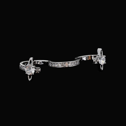 Vivienne Westwood Double Zircon Saturn S-shaped Ring - Image 7