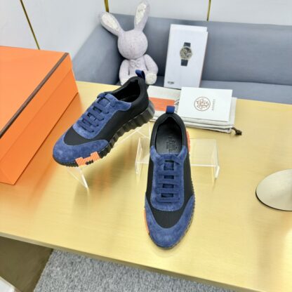 Hermès Spring and Summer Blue and Black Couple Classic Sports Shoes - Image 6