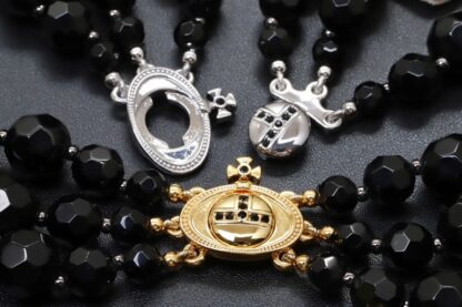 Vivienne Westwood Black Onyx Three-Layer Cameo Saturn Necklace - Image 7
