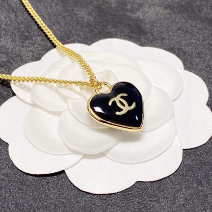 Chanel Black Heart Double-Sided Necklace - Image 6