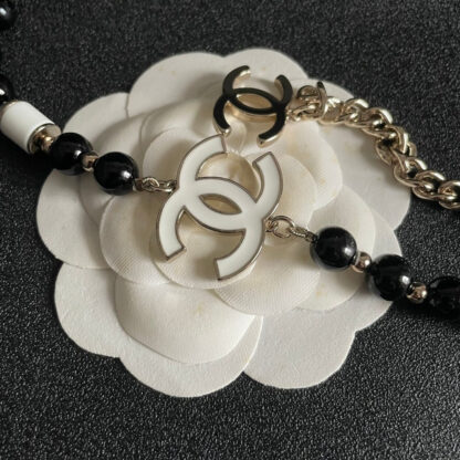 Chanel black and white double C necklace - Image 5