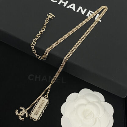 Chanel Black Enamel Lace Square CC Necklace - Image 7