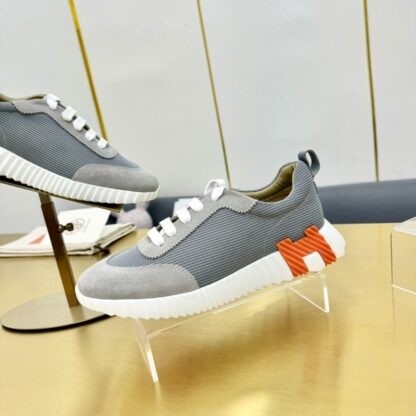 Hermès Spring and Summer Gray and Orange Colorblock Couple Classic Sports Casual Shoes - Image 7