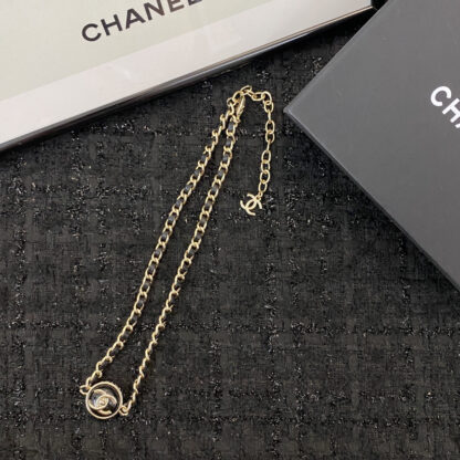 Chanel black gold button leather necklace - Image 7