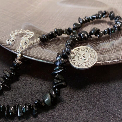 Chanel Black Agate Letters Thick Chain Necklace - Image 6