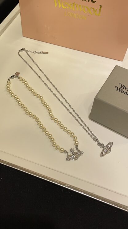 Vivienne Westwood classic full diamond Saturn pendant necklace - Image 7