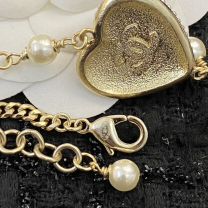 Chanel Delicate Black Heart Pearl Necklace - Image 7
