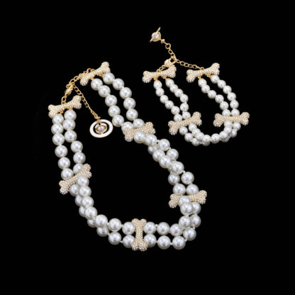 Vivienne Westwood Bone Double Row Pearl Bracelet - Image 7